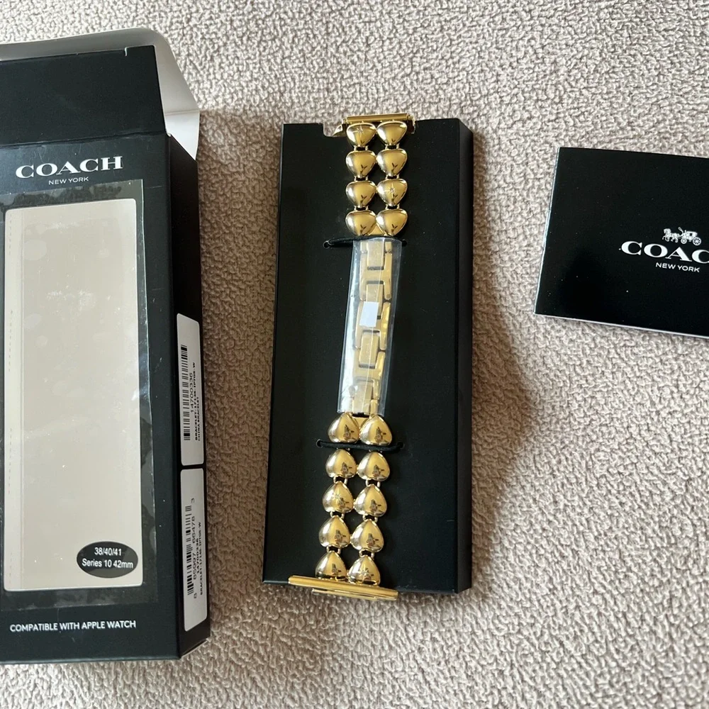 Coach Apple Watch® Crystal Gold-Tone IP Stainless Steel Heart 38/40/41mm - Picture 3 of 14